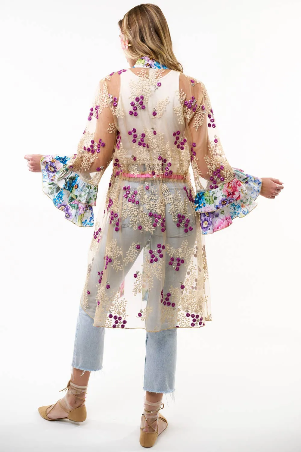 Arrata - Ibiza Embellished Mesh Kimono