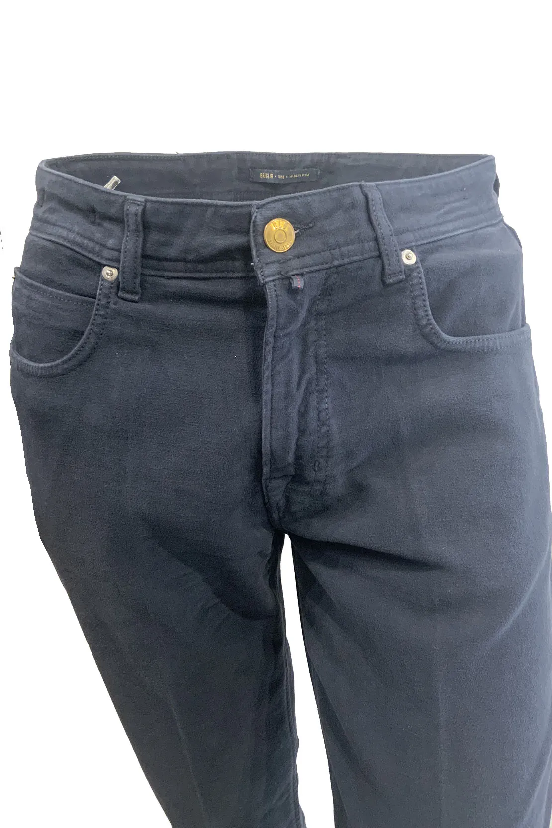 BRIGLIA 1949 - STEVE Navy Brushed Cotton Stretch Moleskin Feel Jeans 424507 511