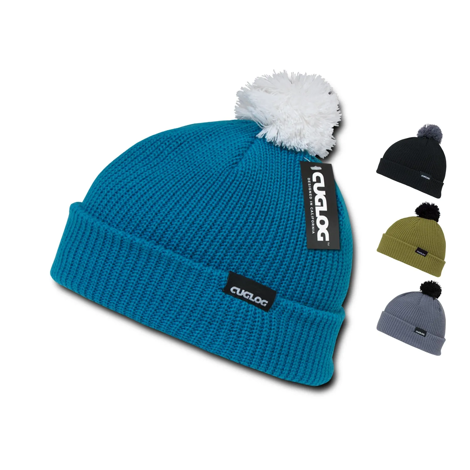 Cuglog K002 Sailor Watch Rib Cuffed Knit Pom Beanies Hat Winter Ski Caps