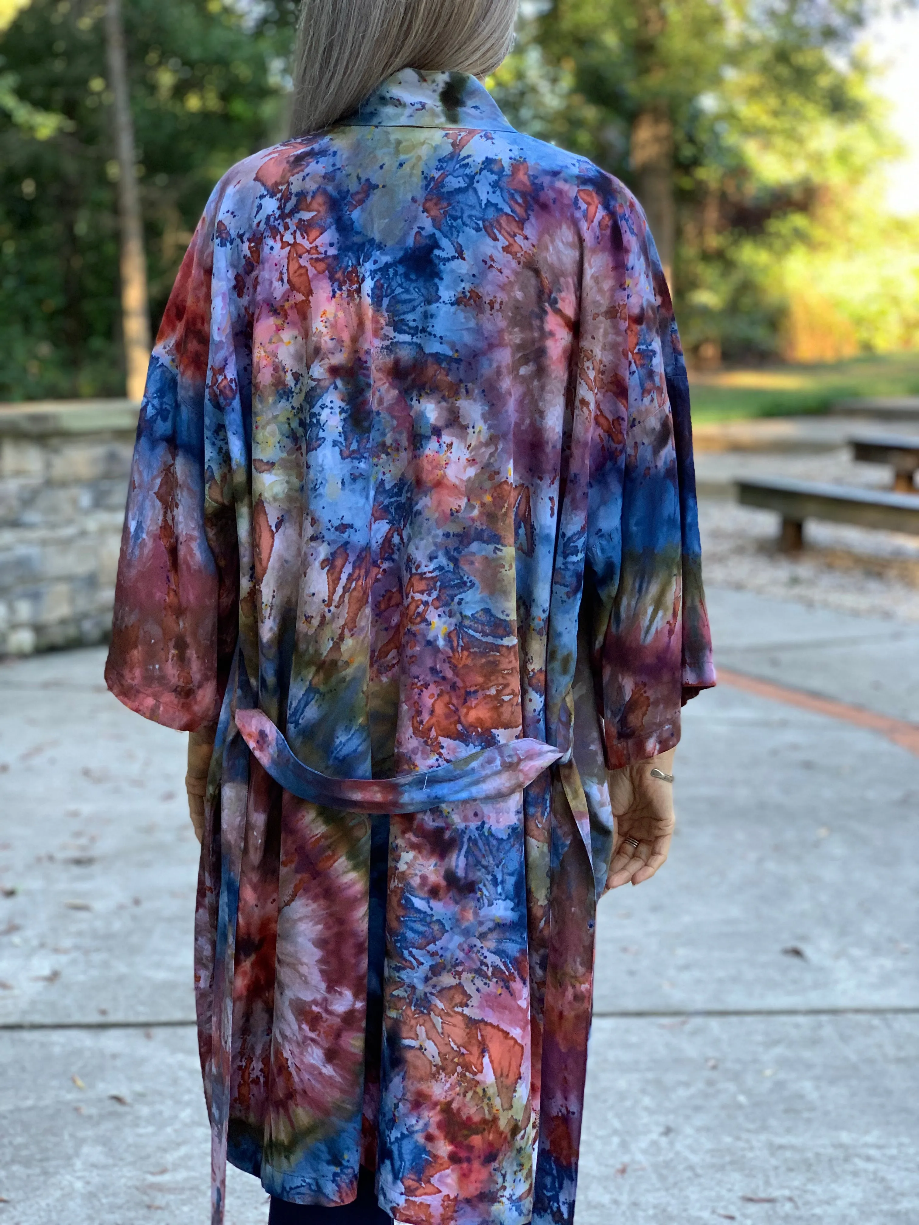 Earthy rainbow kimono robe