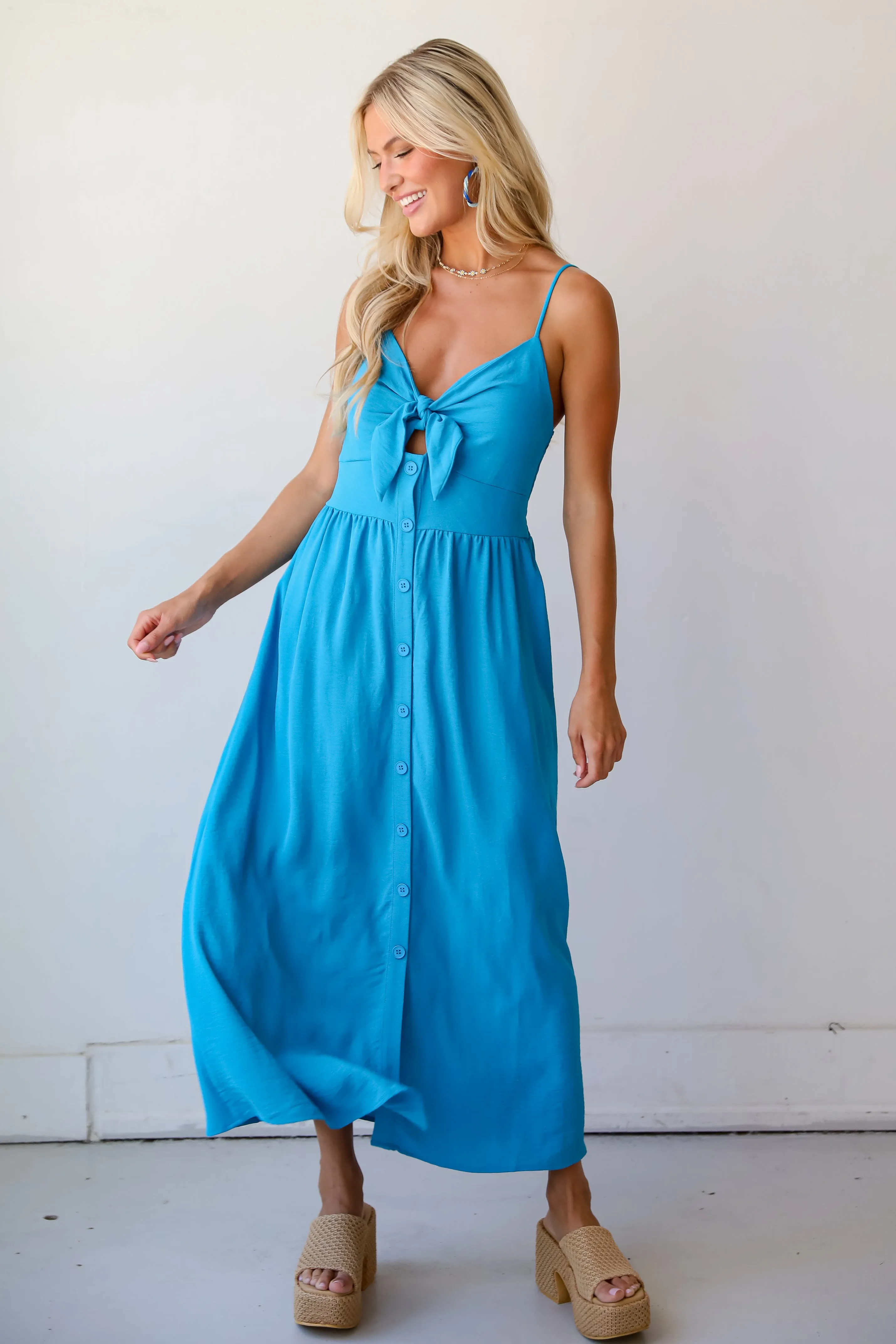 FINAL SALE - Epitome Of Allure Tie-Front Midi Dress