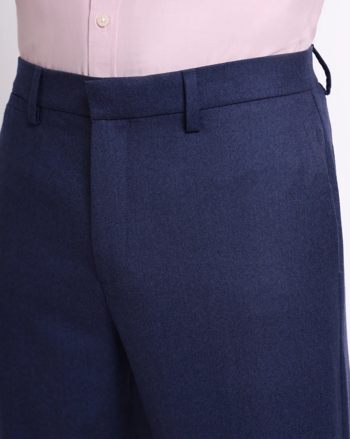 Flat Front Wool Chinos - Indigo