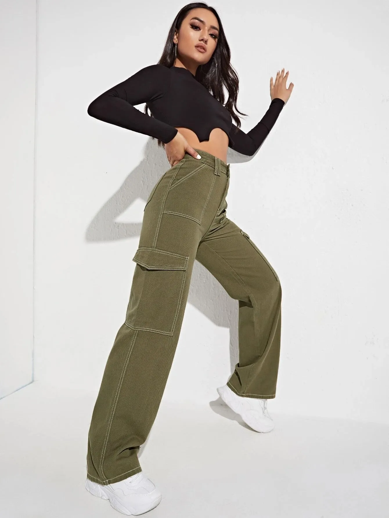 High Waist Side Pocketed Jeans
