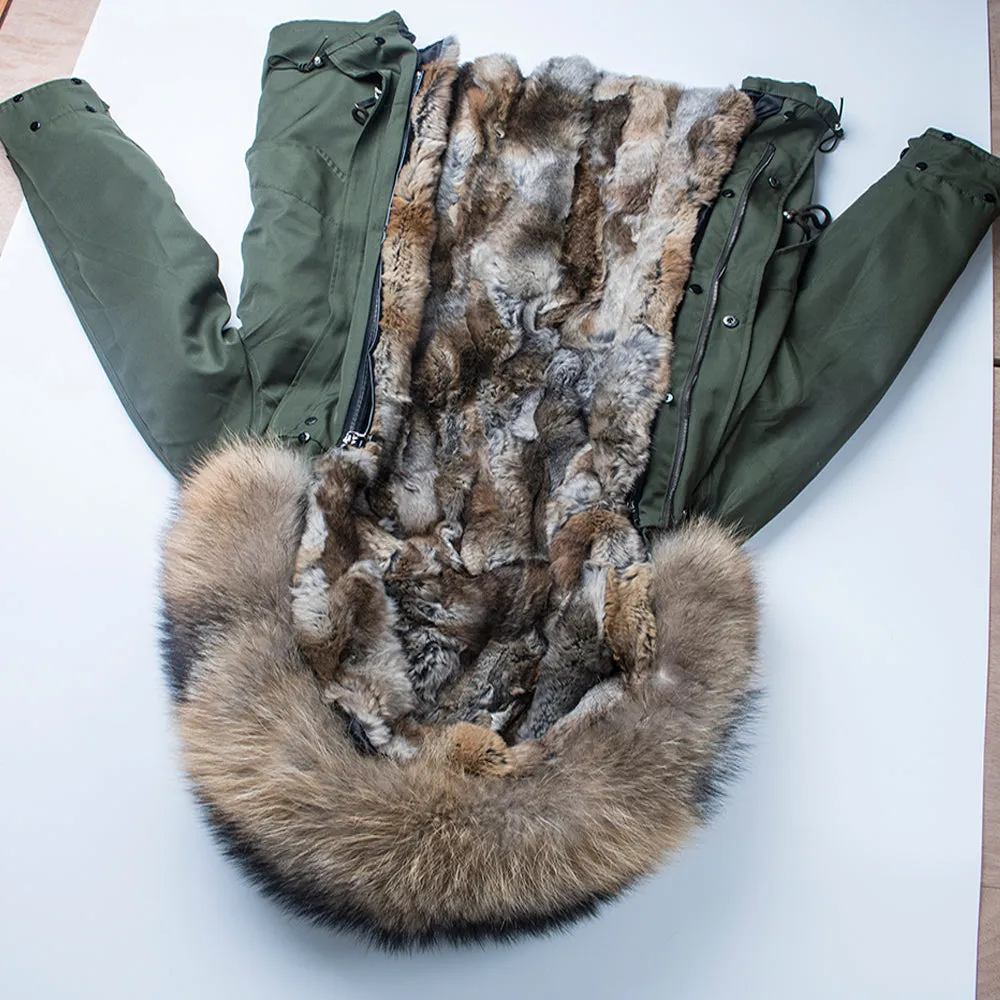 Men's Winter Casual Warm Slim Hooded Parka With Raccoon Fur