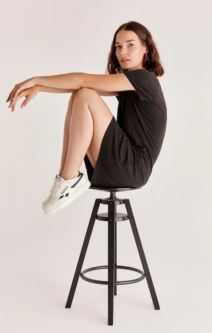 MODERN CREW SLUB TEE DRESS-Black