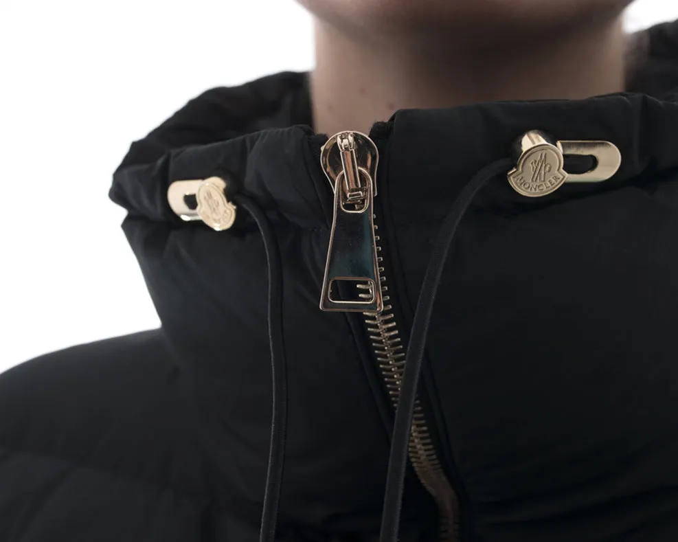 Moncler Black Puffer Coat with Shearling Trim – 6