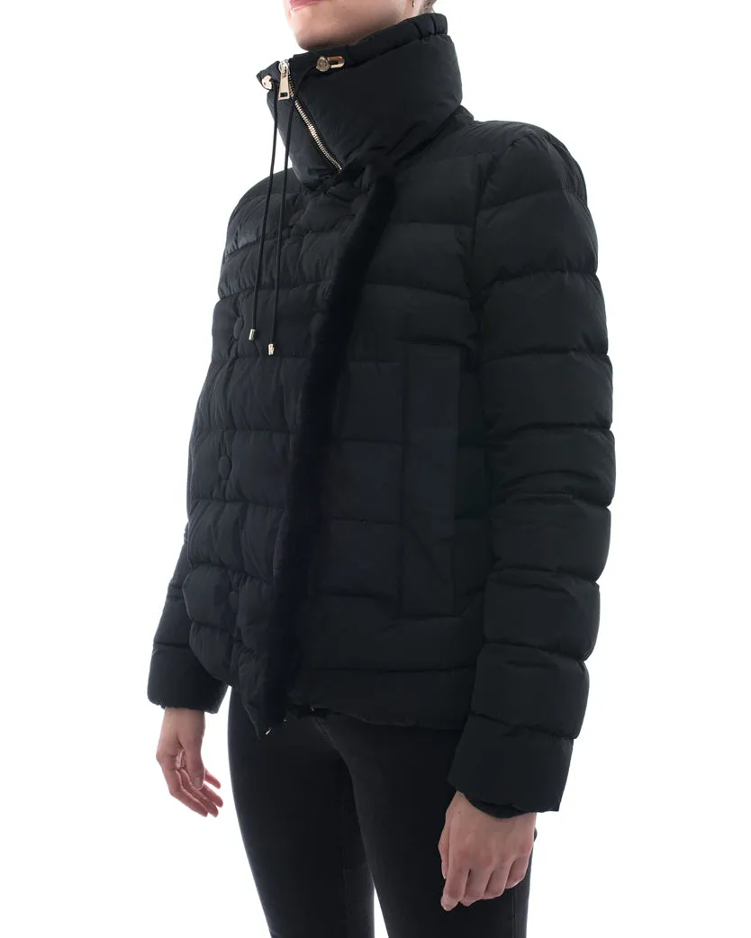 Moncler Black Puffer Coat with Shearling Trim – 6