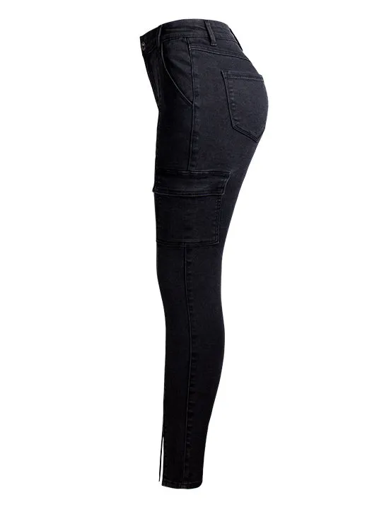 Nvuvu Black Skinny Fit Chinos Split Jeans