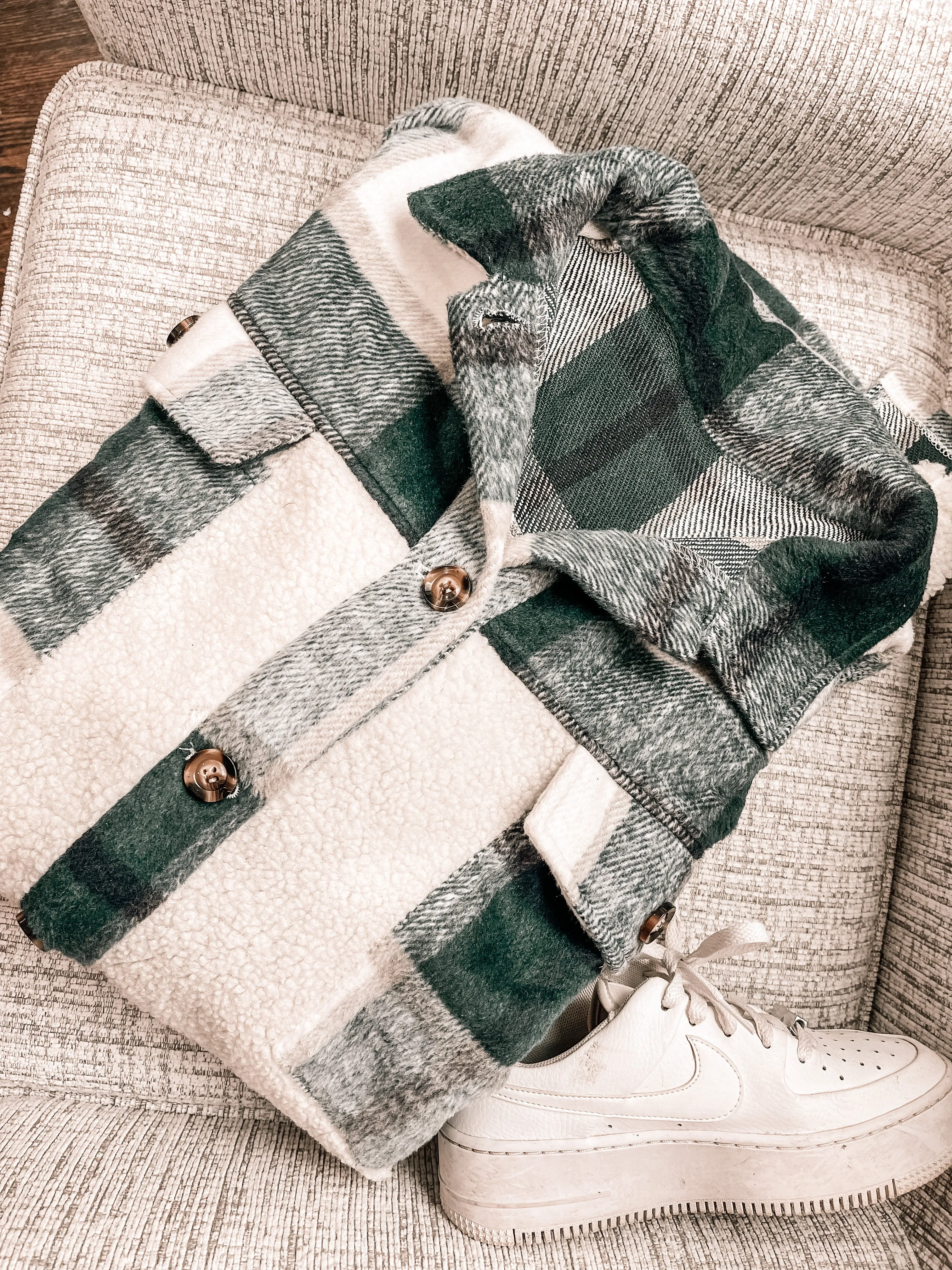 Pine For You Plaid Teddy Coat