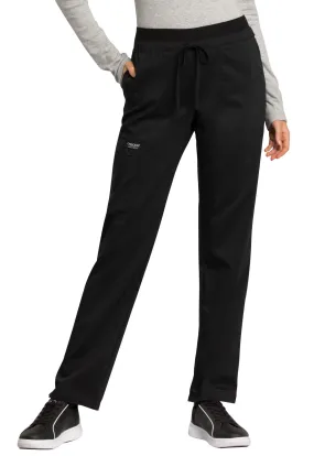Scrub Pants - Cherokee WW Revolution Women's Mid Rise Tapered Leg Drawstring Pant - Black, WW105