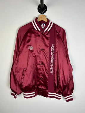 Vintage 80's Arkansas Burgundy Satin Bomber Jacket