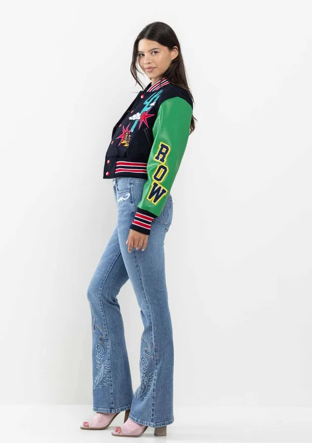 Wild And Free Cropped Varsity Jacket